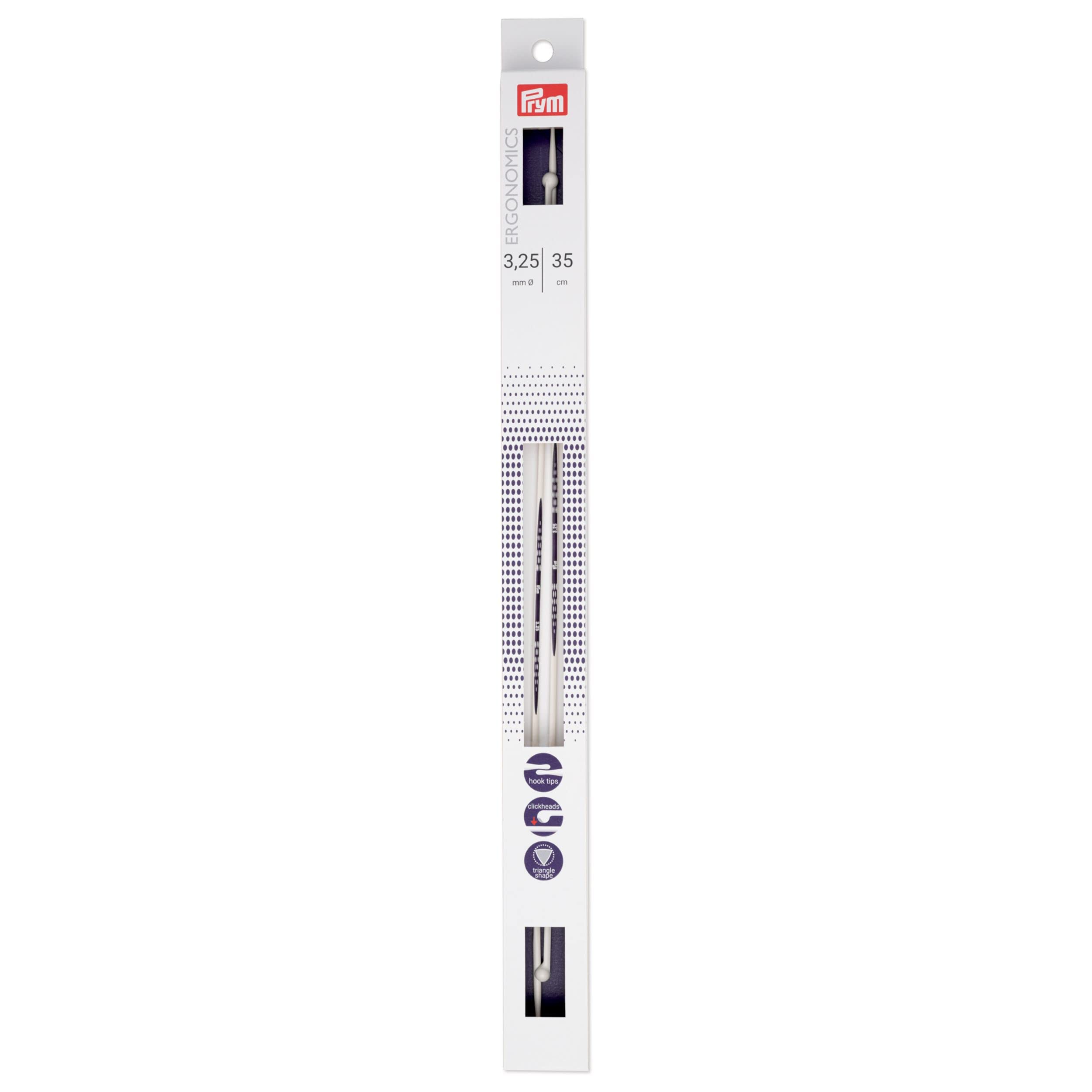 Prym PRYM_190325-1 Knitting Pins, White, 3.25 mm