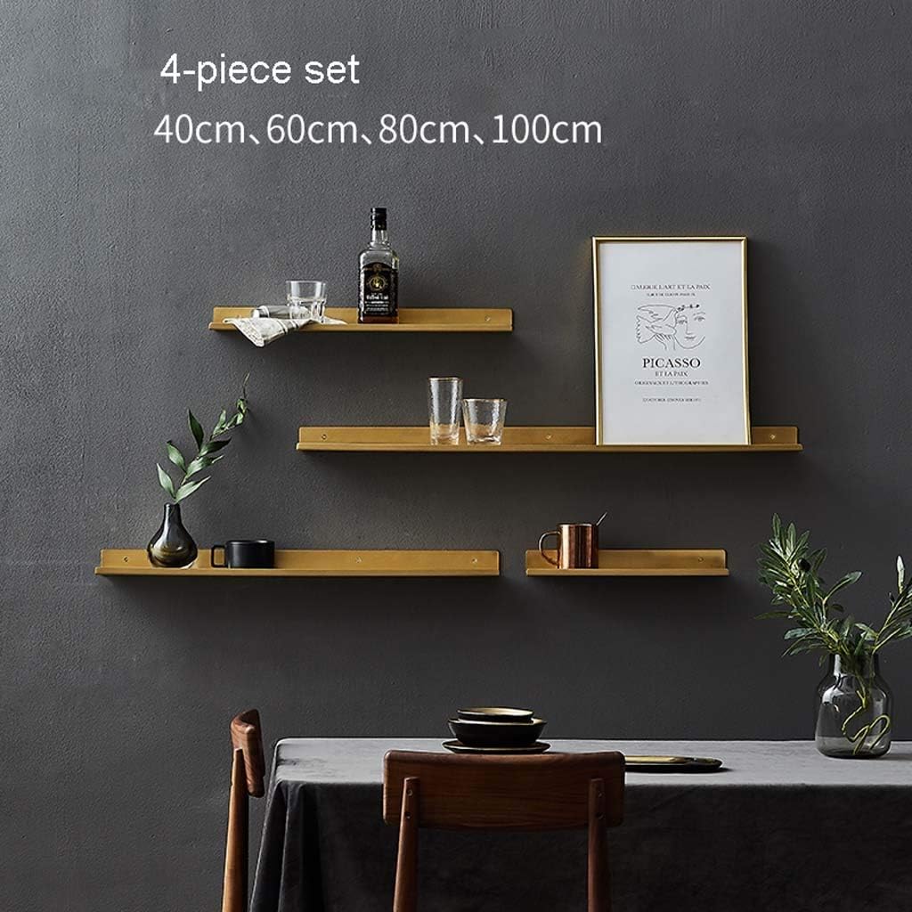 HQSB Floating Shelves 4pc Set of Modern Chic Floating Shelves Brass
