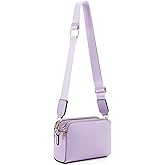 EVVE Crossbody Bags for Women Trendy Triple Zip Small Crossbody Camera Bag Purse with Wide Guitar Strap