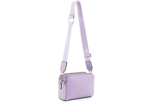 EVVE Crossbody Bags for Women Trendy Triple Zip Small Crossbody Camera Bag Purse with Wide Guitar Strap