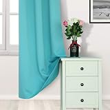 DWCN Turquoise Blackout Curtains 46x72 Eyelet Panels Bedroom Living Room view 5