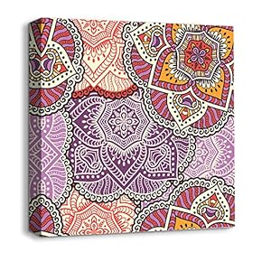 Canvas Wall Art Traditional National Culture Painting Artwork for Home Prints Framed - 12x12 inches