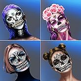 Face Jewels Day of the Death Face Gems Tattoo Face Gems Stick on Halloween Makeup Costume,4-Pack