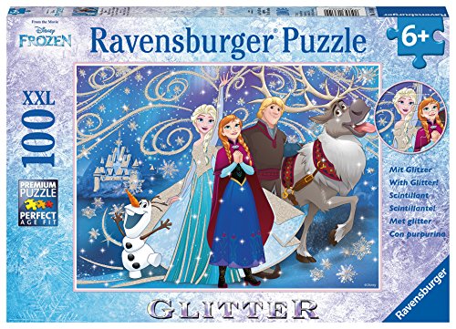 Ravensburger 136100 Disney Frozen Glitzernder Schnee 100 Teile XXL Kinderpuzzle - Puzzle für Kinder ab 6 Jahren - mit Glitzer Eiskönigin Kinderpuzzle – Bild 4