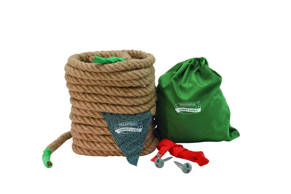 Traditional Tug of War Game Set - 10m Natural Rope with Nylon Carry Bag, Marking Line, and Pegs - Perfect for Outdoor Family Fun, Parties, and Team Building