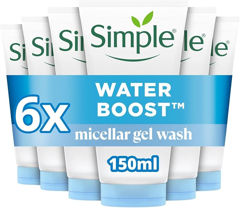 Simple Water Boost Micellar Gel Facial Wash 6x150 ml Soap-Free