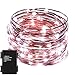 ER CHEN Indoor and Outdoor Waterproof Battery Operated 100 LED String Lights on 33 Ft Long Ultra Thin Copper String Wire with Timer (White)