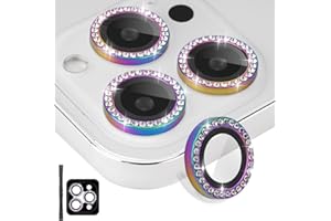 Rayorcon Camera Lens Protector for iPhone 16 Pro & iPhone 16 Pro Max, Tempered Glass Lens Protector Aluminum Alloy Ring Camera Cover Fits for iPhone 16 Pro/16 Pro Max (Diamond Colorful)