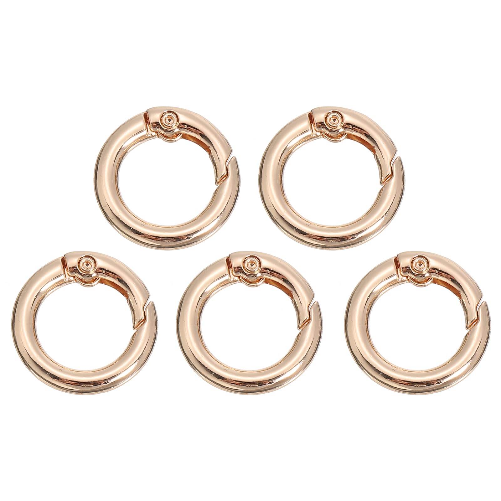 PATIKIL 17mm Spring O Ring Round Snap Clip, 5 Pcs Circle Trigger Keyrings Buckle Zinc Alloy Small Clamp Clasp for Purse Handbag, Gold Tone