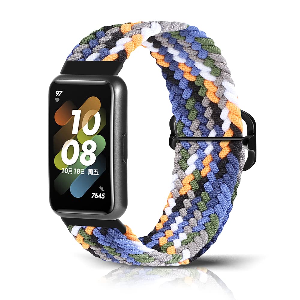 Niboow Strap Compatible with Huawei Band 7, Men Women Adjustable Nylon Woven Elasticity Watch Bands Compatible with Huawei Band 7 - Cowboy