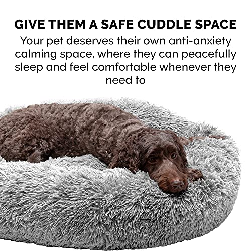 Furhaven 45" Round Calming Donut Dog Bed for Large Dogs, Refillable w/ Removable Washable Cover