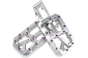 Woodniu Racein Colored Nail Foot Pedals Aluminum Alloy Pedals for Surron Ultra Bee (Silver Body with Purple Spike)