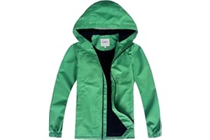 KFRRZC Boys Rain Jackets Waterproof Hooded fleece Raincoats Lightweight Windbreakers for Kids