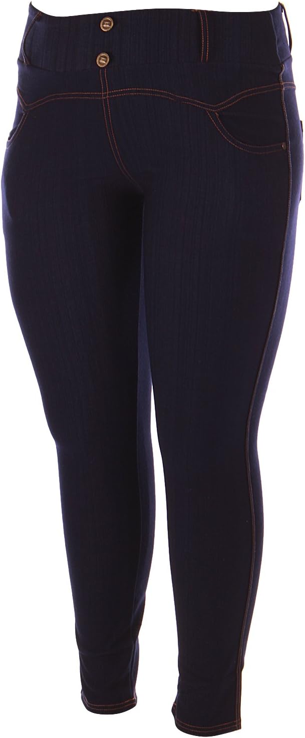 Enimay Women's Plus Size Jean Look Leggings Tights Pants Floral Design Fashion