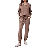 PINSPARK 2 Piece Sets for Women 2025 Fall Travel Outfits Long Sleeve Tracksuit Joggers Sets Half Zip Sweatsuit Matching Set