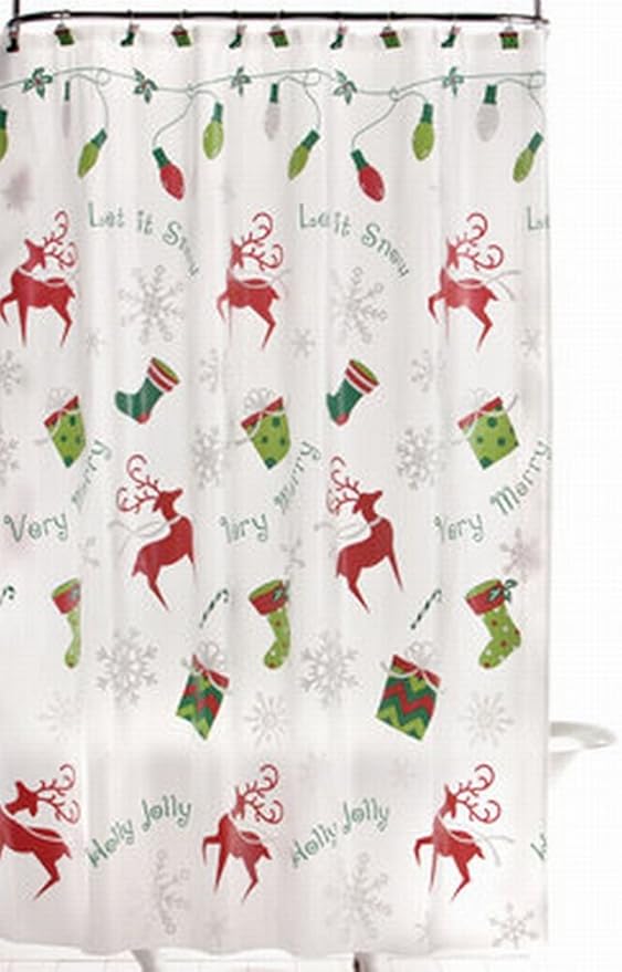 Amazon Com Bb B Merry Christmas Reindeer Vinyl Shower Curtain