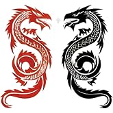 Dopetattoo 6 Sheets Realistic Tattoos Temporary Tattoos Fake Tattoos For Men Adults Black Red Tribal Dragon Animal Chinese Temporary Fake Tattoo For Women Neck Arm Chest For Woman