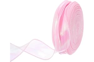 MECCANIXITY 1 1/2" Wide Sparkly Sheer Wired Organza Ribbon Pastel Chiffon Ribbons 40 Yard Pink for Gift Wrapping Bouquet Wedd