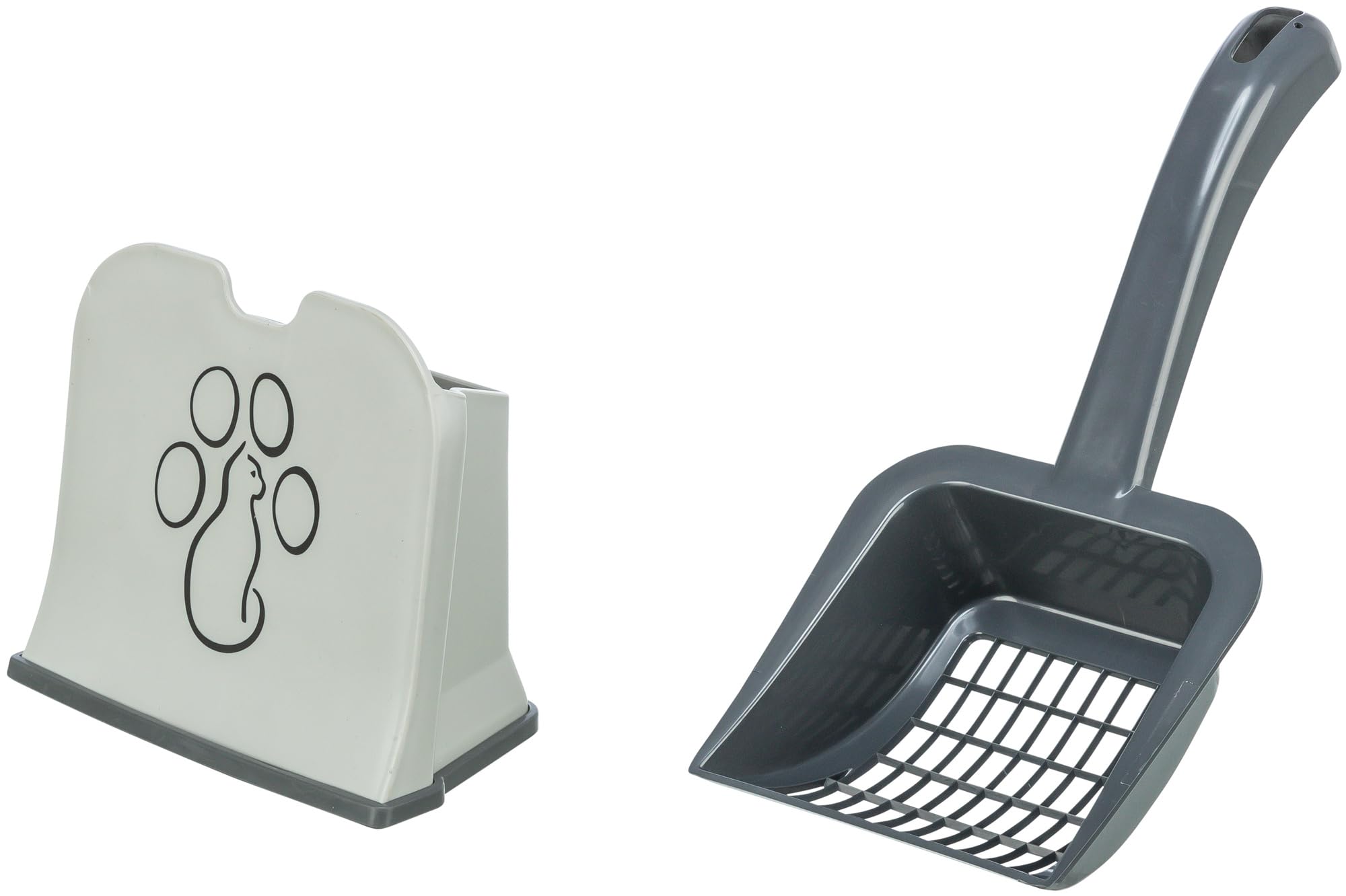 TRIXIE litter scoop with holder - all common types of litter - holder easy to clean - size L - white/grey - 40475