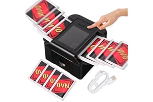 LXJMCWIO Rechargeable Automatic Card Shuffler for 2 Decks, 2000 mAh Built in Battery USB-C Charge, Low Noise Fast Shuffle, Smart Auto Shuffler for UNO Poker Blackjack Skip-Bo Texas Hold'em Canasta Skyjo(Black)