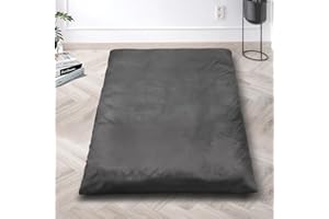 ROFIEJOX Floor Mattress - Velvet Fabric, Tufted Cushion Core with Removable Washable Cover, Travel Guest Futon Mat, Foldable Portable Sleeping Pad, (80x39x4, Twin Bed, Dark Grey)