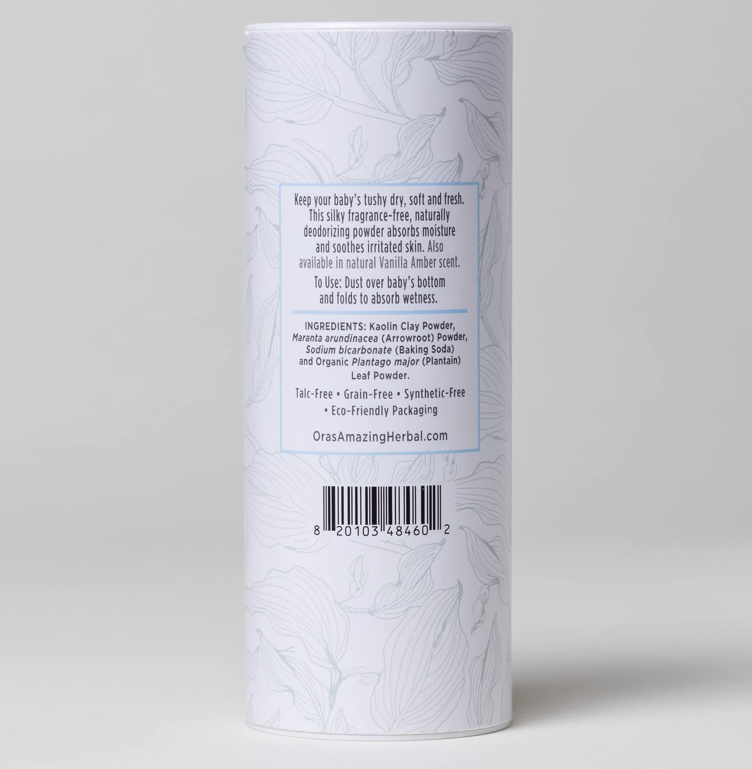 Unscented Talc-Free Baby Powder, No Cornstarch, Talc, Synthetic Fragrance Free, Made with Arrowroot, Clay and Plantain Leaf, Ora’s Amazing Herbal