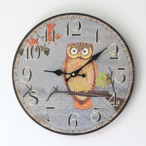ZQ Unique design style Mute the OWL pattern wood wall clock