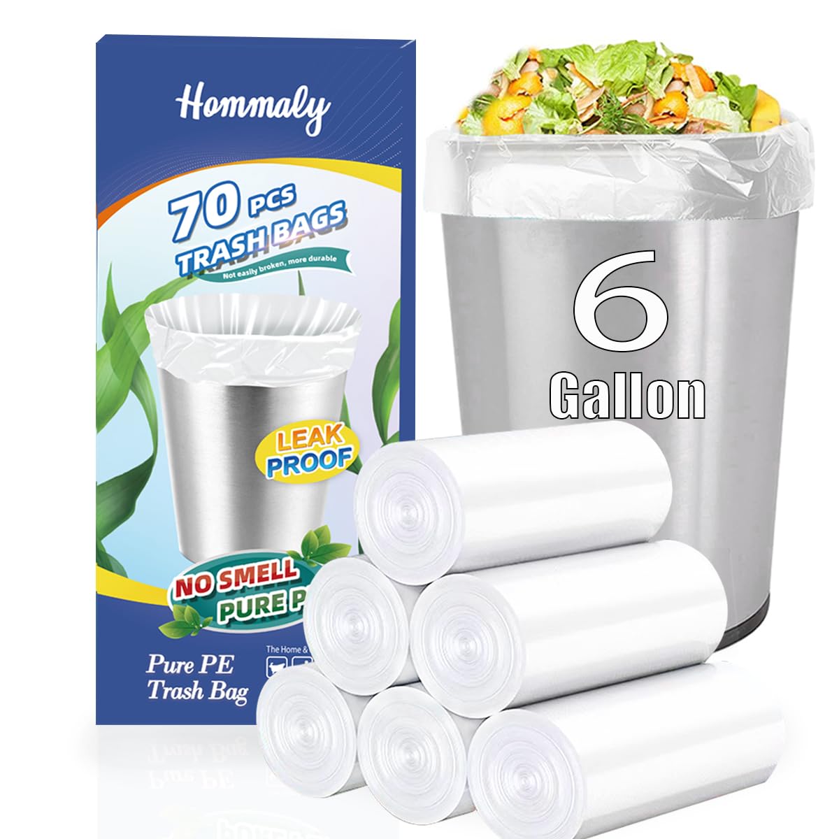 Photo 1 of * factory sealed *
6 Gallon 70 pcs Clear Trash Bags Strong Clear Garbage Bags, Bathroom Trash Can Bin Liners, Plastic Bags for Office Home Kitchen, Fit 6 gallon,7 gallon Waste Basket Liner 5,6,7 Gal(6G70-Clear)