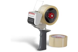 Staples Carton Tape Dispenser with 2 Rolls of Packaging Tape, Blue