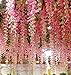 Ivyue 12sPack Wisteria Vine Artificial Silk Wisteria Lane Rattan Fake Wisteria Artificial Flowers Garland Hanging Flowers Wisteria Bush for Home Garden Party Wall Wedding Decoration 3.6feet (Pink)