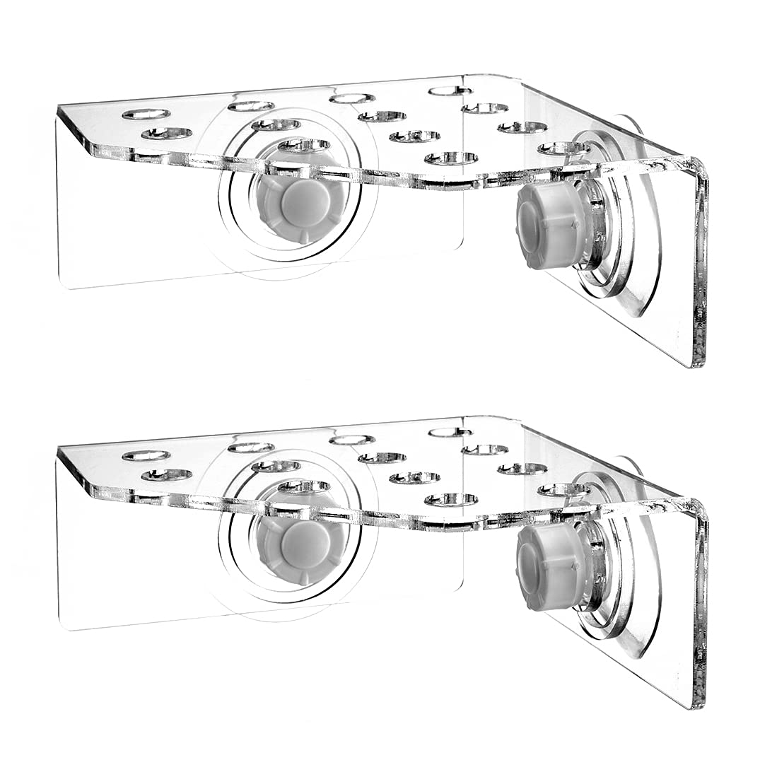 Photo 1 of 13 Plug Holes Coral Frag Rack Clear Acrylic Holder for Aquarium Fish Tank - Button Reef Broken Frame With Enhanced Suction Cup (2 Pack)