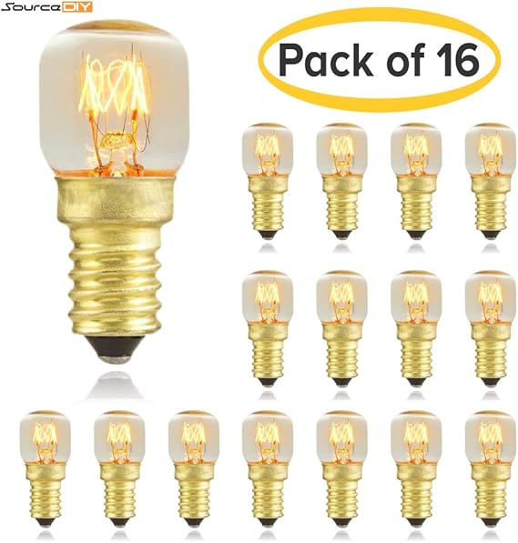SourceDIY Salt Lamp Bulbs 15w (Pack of 16) E14 incandescent Dimmable