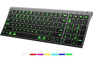 iClever Backlit Bluetooth Keyboard for Mac, BK10 Pro Wireless Keyboard with 7 Color Backlit, Multi-Device, Quiet Typing, Rech