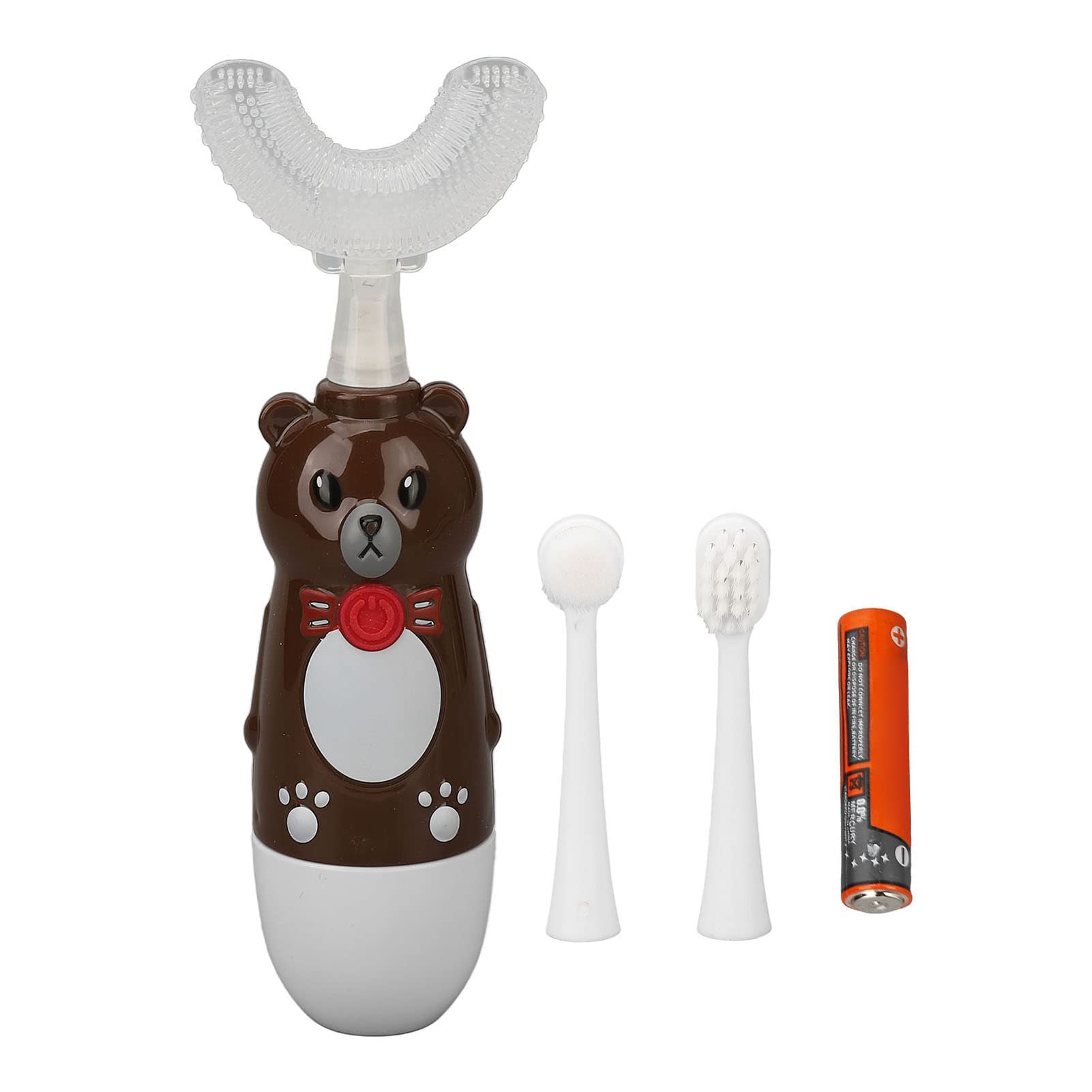 Electric Toothbrush for Kids, Children's Toothbrush, U Shaped Silicone Sonic Toothbrush with 3 Brush Heads,Automatic Cleaning Oral Care Tool, for 6-12 Years Old Kids (Coffee)