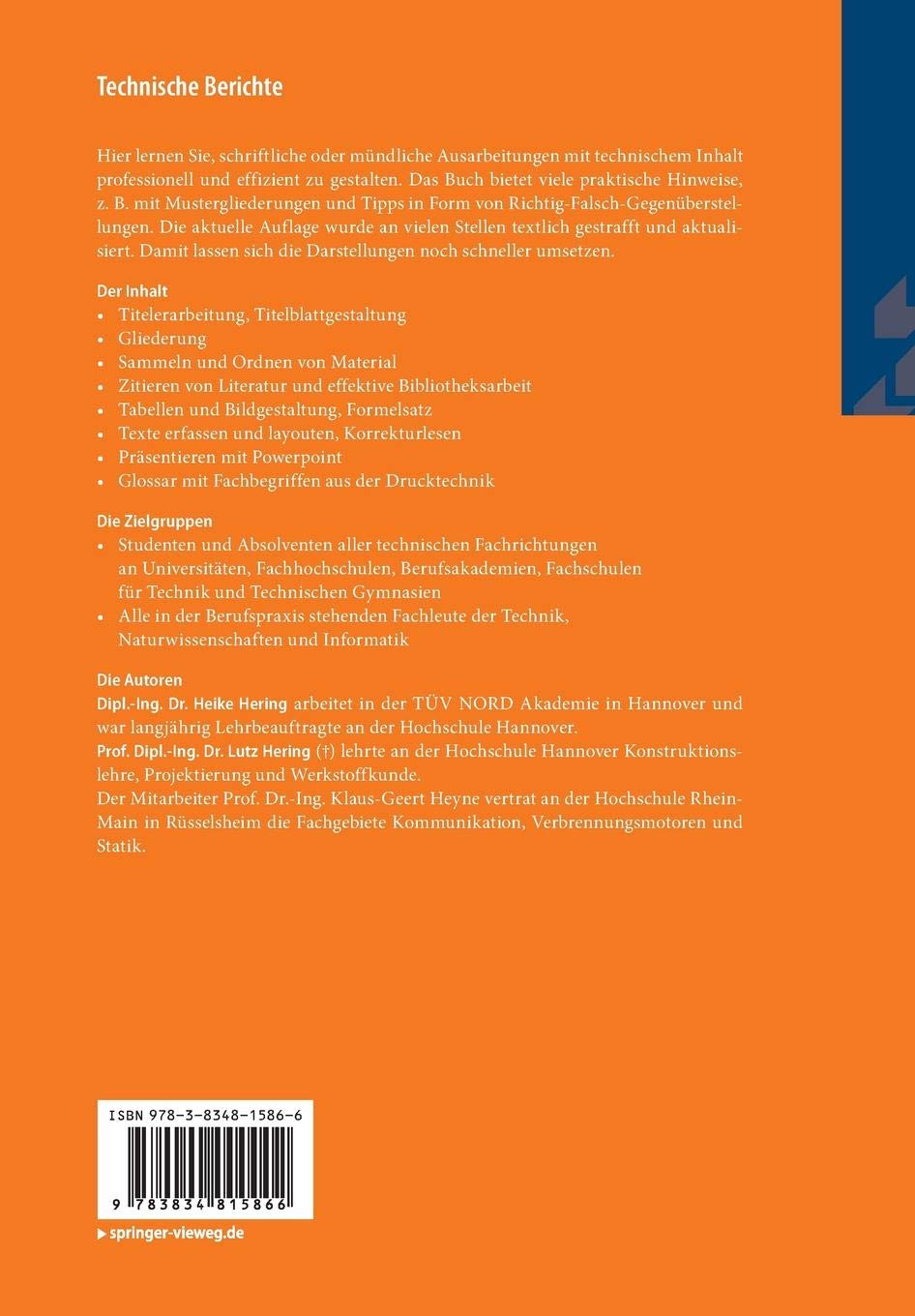 Technische Berichte Verstandlich Gliedern Gut Gestalten Uberzeugend Hering Heike Hering Lutz Heyne Amazon De Bucher