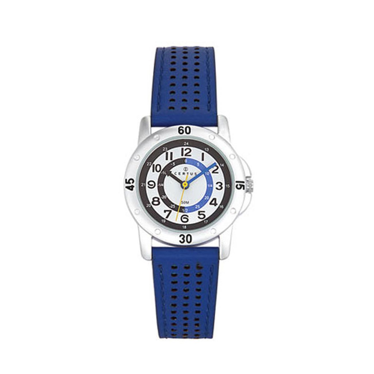 Certus 647495 Unisex Watch, Analogue Quartz, White Dial, Blue Leather Strap