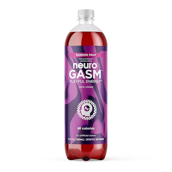 NEUROGASM | PASSION FRUIT | FUNCTIONAL BEVERAGE FOR INCREASED STAMINA, LIGHTLY CARBONATED, LOW SUGAR; 16.9 FL OZ (PACK OF 12)