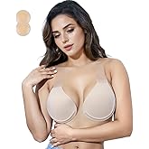 L LIONESS LUXE Sticky Push Up Bra for Large Breasts – Invisilift Plus Size Strapless Backless Adhesive Silicone Bra