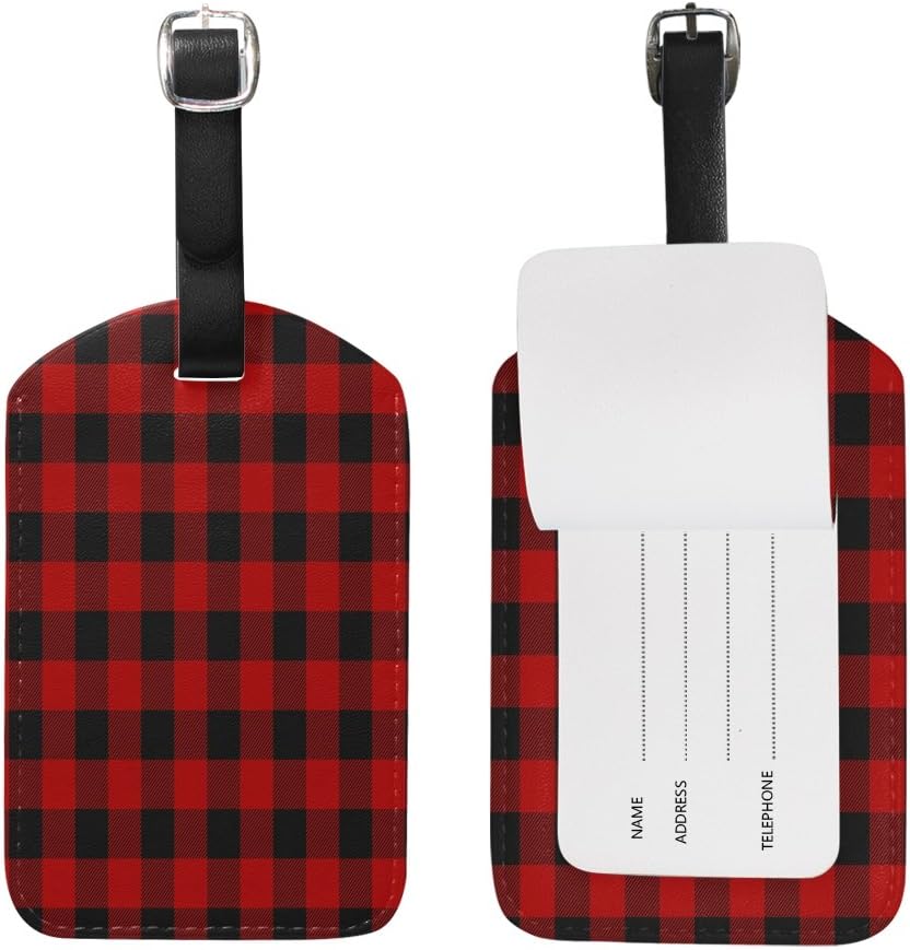red plaid luggage