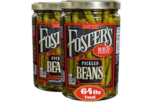 FOSTER'S SINCE 1984 Foster's Pickled Green Beans- Red Pepper- 32oz (2 Pack) - Pickled Green Beans in a Jar - Traditional Pickled Vegetables Recipe for 30 years - Gluten Free- Spicy Pickled Green Beans- No Preservatives