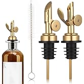 2 PCS Weighted Stainless Steel Bottle Pourers, Olive Oil Dispenser Spout, Self Closing Liquor Pour Spout, Weighted Pourer for Liquor Bottles, Oil Bottles, Vinegar, Syrup and Alcohol, Gold