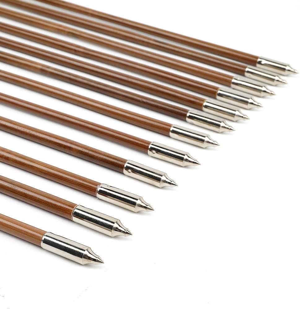 PG1ARCHERY Bamboo Arrows, 12 Pack Practice Target Arrow Handmade Self Nock Feather Fletched 6.2" Vane for Longbow Traditional & Recurve Bow Gray White : Sports & Outdoors