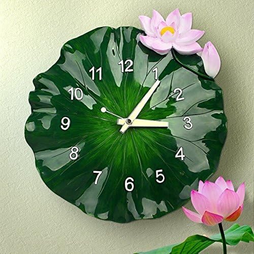 Modern Wall clock 3d Quartz Decoration Green [art] Not tick Wall clock Night light function Arabic numerals-A 14inch