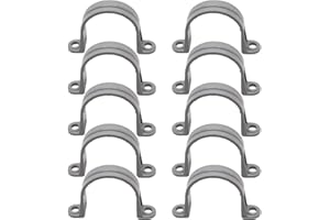 BENLIUDH 1-1/2 Inch PVC Pipe Strap, 2-Holes Conduit Pipe Clamps Plastic Pipe Supports (Grey, 10 Pcs)