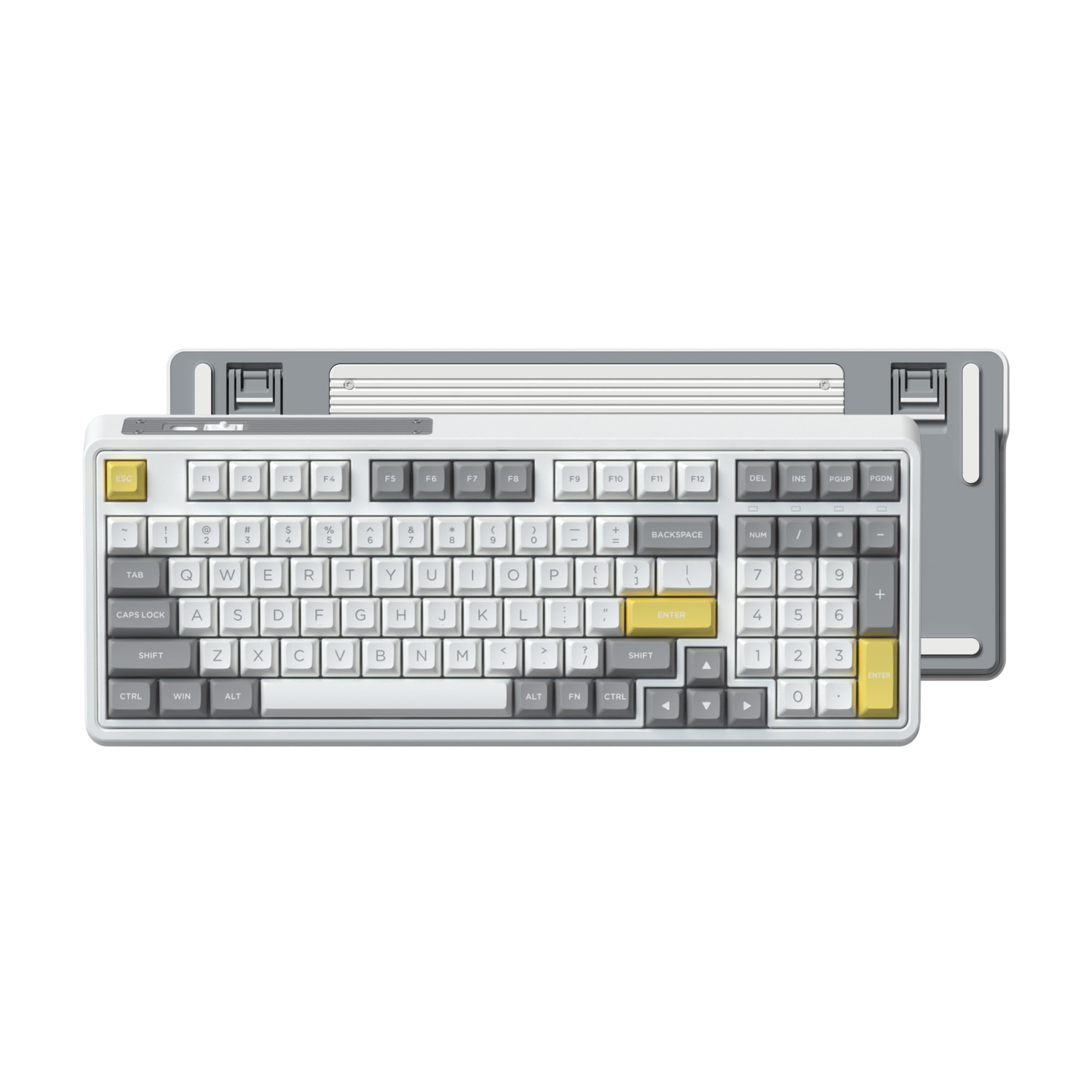 FL ESPORTS CMK98 Wireless Mechanical Keyboard with Number Pad,Tri-Mode Hot Swappable 99 Key Custom Gaming Keyboard, Linear Switches Gasket Creamy Keyboard RGB for Win/MAC (Grey)