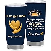 Best Friend Gift Cup for Women – 20oz Stainless Steel Tumbler with Lid & Straw 3-Piece Set, Coffee Travel Cup; Best Gift for Birthday, Christmas, Galentine's, Long-Distance Support (for friend)