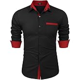 COOFANDY Men's Long Sleeve Dress Shirt Plaid Collar Casual Button Down Shirts