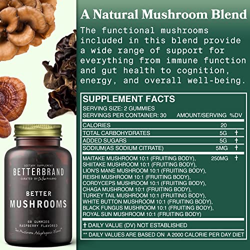 BetterMushrooms by BetterBrand Mushroom Gummies to Support Gut Health