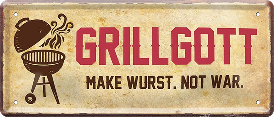 Grillgot - Make Wurst, not war 28 x 12 cm Fun Decorative Tin Sign 1839