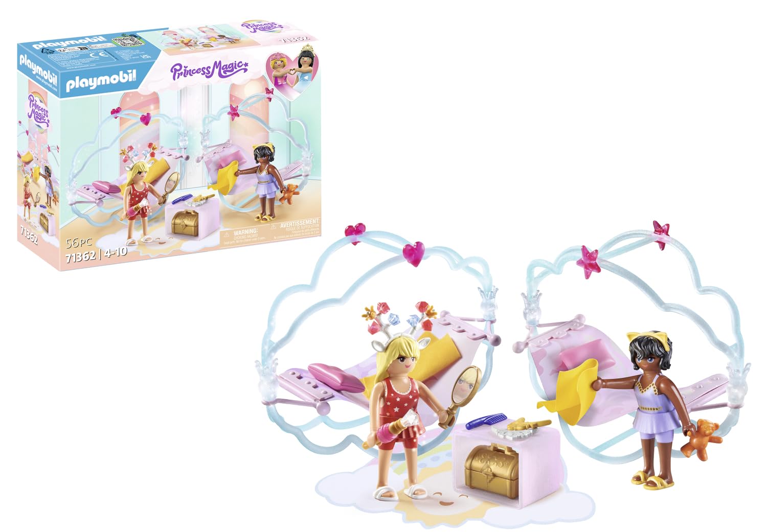 PLAYMOBIL 71362 Princess Magic: Princess Party in the Clouds, a fairy-tale magical world with cloud beds, hammocks and treasure chest, fun imaginative role-play, playsets suitable for children ages 4+